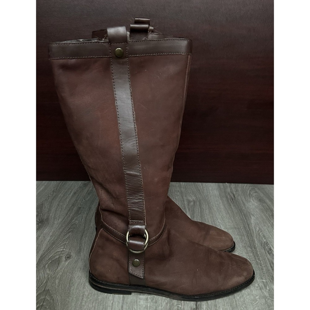 Cole Haan Women's Knee High Riding Boots Brown Leather Side Zip Size 10 Air